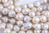 13-14mm Large White Baroque Freshwater Pearl, Full Strand