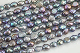 7x9mm Peacock Flat Potato Nugget Pearl A Quality Round Freshwater Pearl