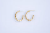 2 pcs Gold Hoop Earring Round Beaded Hoop Earring 14K Gold Statement Jewelry for Teen Women Girl-20x25mm