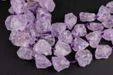 Natural Amethyst Rocks - New Organic Cut Matte Rough Raw Unpolished   Beads 15.5" Strand Gemstone Beads- 22mm