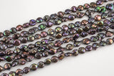 AA 11mm Coin Pearl Freshwater Pearl, Full strands- Dark Peacock!