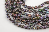 AA 11mm Coin Pearl Freshwater Pearl, Full strands- Dark Peacock!