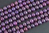 8-9mm Off Round Potato Freshwater Pearl- Full 15 inch strand- Raspberry Purple