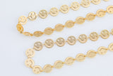 18k Gold Fancy 8mm Smiley Face Chain by the Foot Unfinished Chain for Necklace Bracelet Component