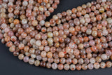 Flower Sunstone Beads Smooth round - A Quality - 4mm, 8mm, 10mm, 12mm -  Full 15.5 Inch Strand Gemstone Beads