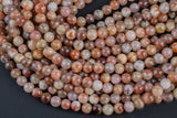 Flower Sunstone Beads Smooth round - A Quality - 4mm, 8mm, 10mm, 12mm -  Full 15.5 Inch Strand Gemstone Beads