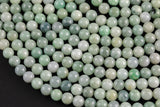 Natural Soft Green Burmese Jade Burma Jade 4mm 6mm 8mm 10mm 12mm Soft Green Pale Polished Round Beads 15.5" Strand Gemstone Beads