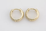 18kt Gold -Huggie Earring- 4 Line Micro Pave Earring, Dangle Earring Charm- 13mm, 16mm Huggies