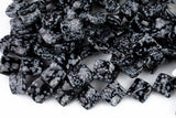 Natural Snowflake Obsidian- Diamond Waffers Shape- 15mm- 21 Pieces- Special Shape- Full Strand- 16 Inches Gemstone Beads