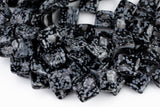 Natural Snowflake Obsidian- Diamond Waffers Shape- 15mm- 21 Pieces- Special Shape- Full Strand- 16 Inches Gemstone Beads