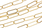 Gold Filled Flat Tubed Chain, Elongated Oval Chain, 5 x 15 mm links, , Wholesale, USA Made, Chain by foot- Paper Clip Chain