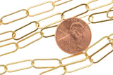 Gold Filled Flat Tubed Chain, Elongated Oval Chain, 5 x 15 mm links, , Wholesale, USA Made, Chain by foot- Paper Clip Chain