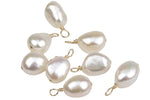 USA Gold Filled Natural Pearl Charms Drop Pendant Handmade Approx. 8-9mm.Made with Natural Freshwater Pearl- 5mm loop