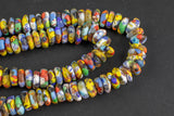 Multi Ashanti Glass Saucer Beads - Ashanti Glass Beads Handmade Ghanaian Trade Beads - Approx 134 beads 12mm - Made in Ghana Africa