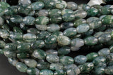 Natural Moss Grass Agate Beads Grade AAA  8x12mm Barrel- 15 inch strand Gemstone Beads