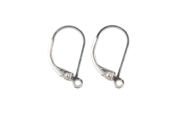Sterling Silver Lever Back Earring Wire- Open Ring- 10x16mm - Sterling Silver 925- 2 Pairs per Order
