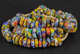 Multi Ashanti Glass Saucer Beads - Ashanti Glass Beads Handmade Ghanaian Trade Beads - Approx 134 beads 12mm - Made in Ghana Africa