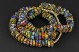 Multi Ashanti Glass Saucer Beads - Ashanti Glass Beads Handmade Ghanaian Trade Beads - Approx 134 beads 12mm - Made in Ghana Africa