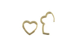 Circle Earring Heart Hoops- Solid Brass- 11mm and 14mm