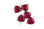 Ruby Jade Heart Charm- USA Gold Filled- Made with 2mm beads- Handwrapped in the USA- 12mm