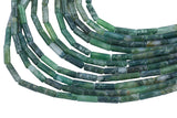 Natural Moss Agate beads tube tubular beads 15.5" 4x13mm