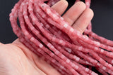 Mauve Strawberry Jade cube beads 4mm Smooth Square Cube Dice Beads 15.5" Strand