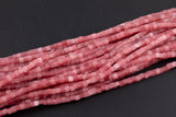 Mauve Strawberry Jade cube beads 4mm Smooth Square Cube Dice Beads 15.5" Strand
