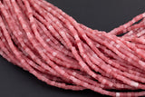 Mauve Strawberry Jade cube beads 4mm Smooth Square Cube Dice Beads 15.5" Strand