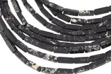 Black Sea Sediment Jasper rectangular tube tubular beads 15.5" 4x13mm