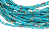 Blue Sea Sediment Jasper rectangular tube tubular beads 15.5" 4x13mm