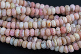 Faceted Natural Pink Australian Opal Rondelle 4x6mm and 5x8mm Beads Diamond Cut Gemstone 15.5" Strand