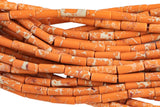 Orange Sea Sediment Jasper beads tube tubular beads 15.5" 4x13mm