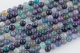 Natural Rainbow Fluorite Beads 4mm 6mm 8mm 10mm Round Polished Finish Purple Green Blue Fluorite Gemstone Beads 15.5" Strand