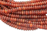 Natural Carnellian- High Quality in Roundel, 6mm, 8mm- Full 15.5 Inch Strand-Full Strand 15.5 inch Smooth Gemstone Beads