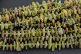 Natural Green Garnet Smooth Freeform Disc Chip Beads 15.5" Strand