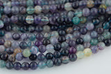 Natural Rainbow Fluorite Beads 4mm 6mm 8mm 10mm Round Polished Finish Purple Green Blue Fluorite Gemstone Beads 15.5" Strand