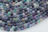 Natural Rainbow Fluorite Beads 4mm 6mm 8mm 10mm Round Polished Finish Purple Green Blue Fluorite Gemstone Beads 15.5" Strand