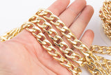 14k Gold Plated Large Cuban Curb Chain - Tarnish Resistant - Sold by the yard 12mm - Can be used for purse straps