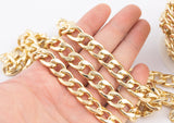 14k Gold Plated Large Cuban Curb Chain - Tarnish Resistant - Sold by the yard 12mm - Can be used for purse straps