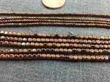 Copper Plated HEMATITE Beads. Tiny Cubes. Shiny Copper Finish. 2mm or 3mm. Full Strand 16".