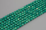 Natural Dark Emerald Sea Sediment Jasper High Quality in Faceted Round Gemstone Beads