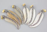 ETSY Exclusive Item- Carved Horn Feather Set in Crystal Pave