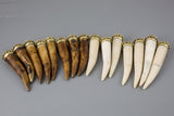 Natural Boho White and Brown Horn Tusk Tooth Pendant-- Tibetan Handcrafted Teeth / 10 Pieces BULK ORDER Gemstone Beads