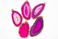 AA-QUALITY Extra-polished Agate Slices Wrapped in Gold- Pink Color- Hand Selected!