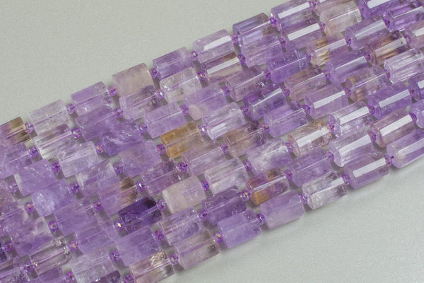 Natural Ametrine - Faceted Barrel Beads- High Quality- 10x14mm- Full Strand 16" - 22 Pieces Gemstone Beads