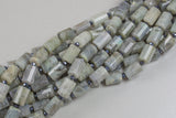 Natural Labradorite - Faceted Barrel Beads- High Quality- 10x14mm- Full Strand 16" - 22 Pieces Gemstone Beads