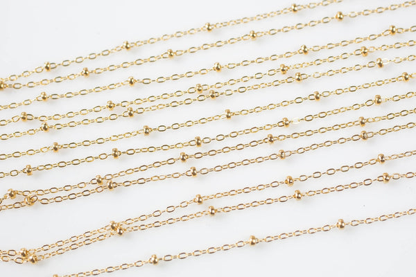 Gold Fill Beaded Satellite Chain -- By the Foot Permanent Jewelry Chain