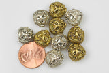 Lion Head 11*13mm Bead Pewter - Gold, Rose Gold, Silver, Gunmetal