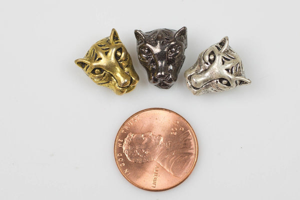 Panther Head / Black Panther Leopard Head Beads 12*13mm Bead Pewter Gold, silver, rose gold, or gunmetal, all colors.