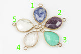 Gold Bezel Gemstone Teardrop 12x22mm 1 piece per order- Connector